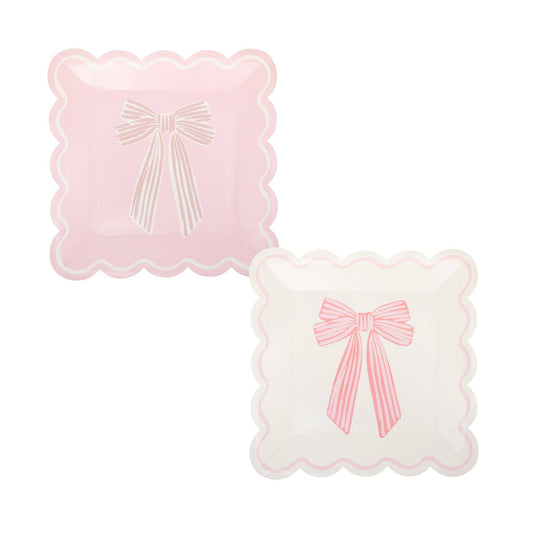 Large Pink Bows Plate Set