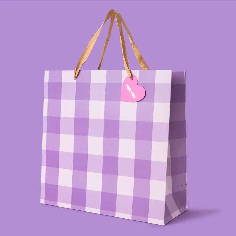 Purple Gingham Gift Bag | Medium