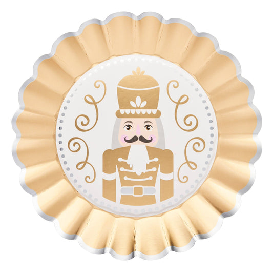 Gilded Nutcracker Wavy Paper Dinner Plate/8pk