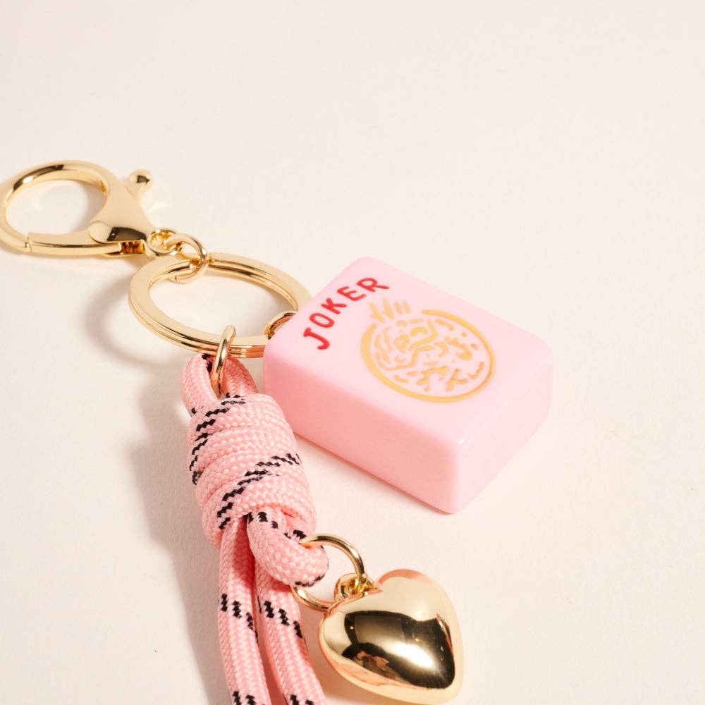 Mahjong Tile Puffy Heart Cord Bag Charm