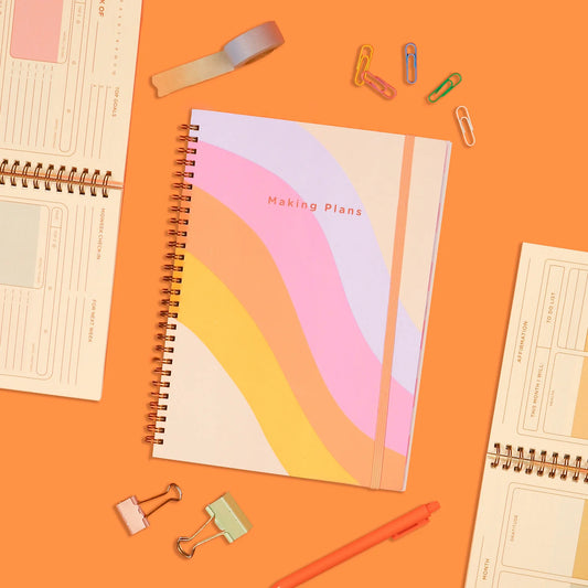 Undated Perpetual Planner | Color Block Rainbow Wave