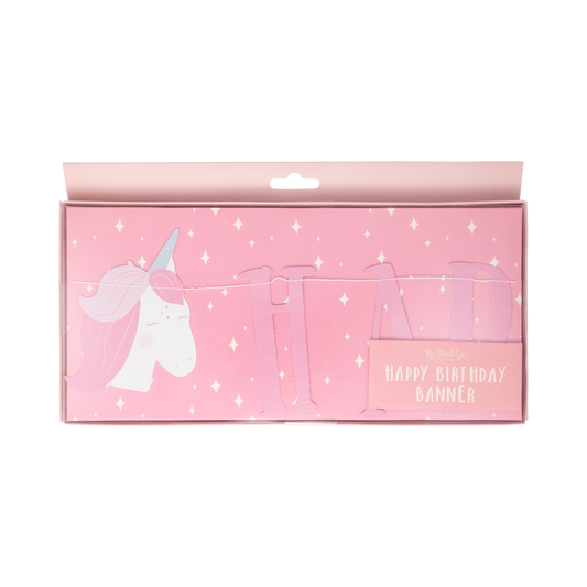 Pink Unicorn Happy Birthday Banner