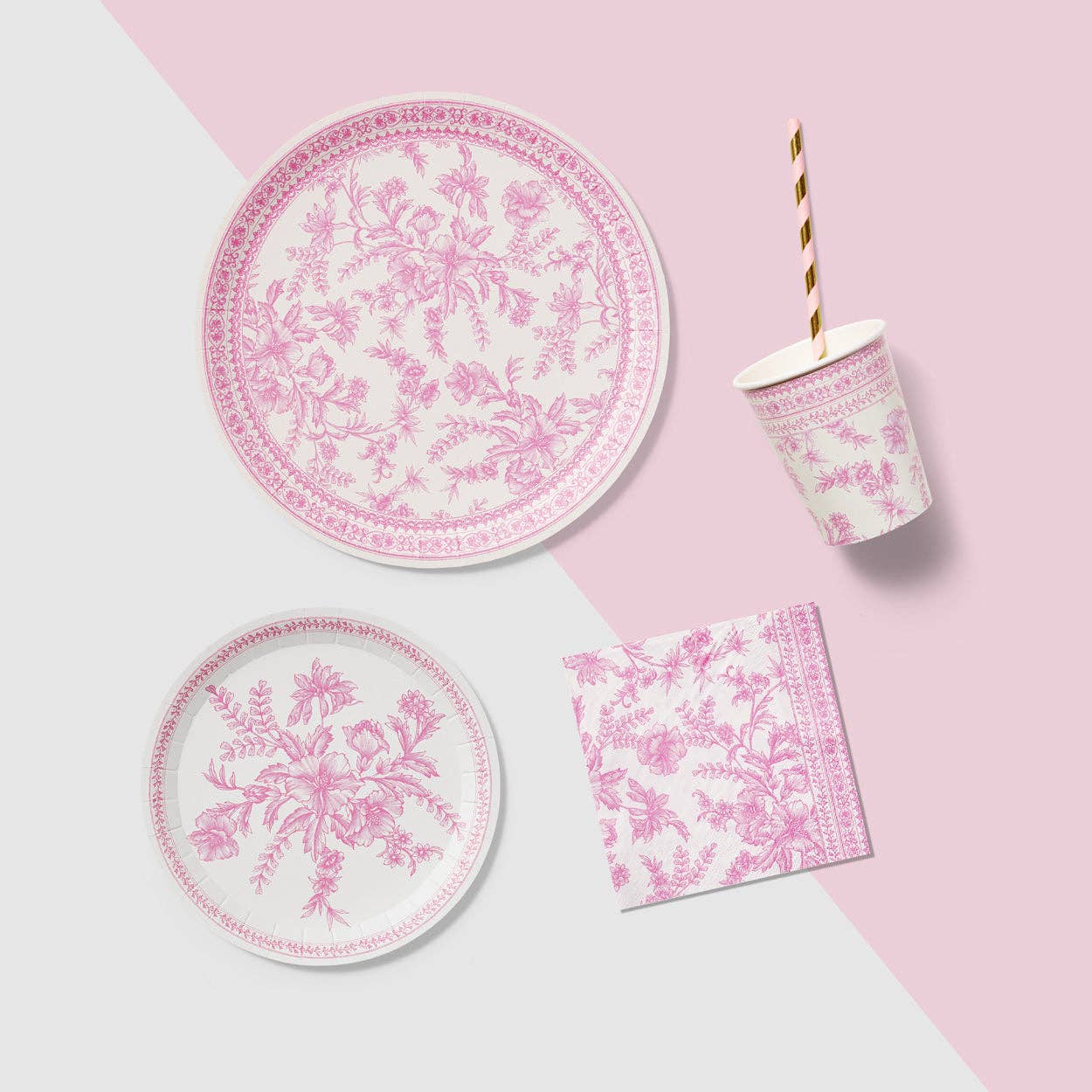 Pink Toile Large Plates