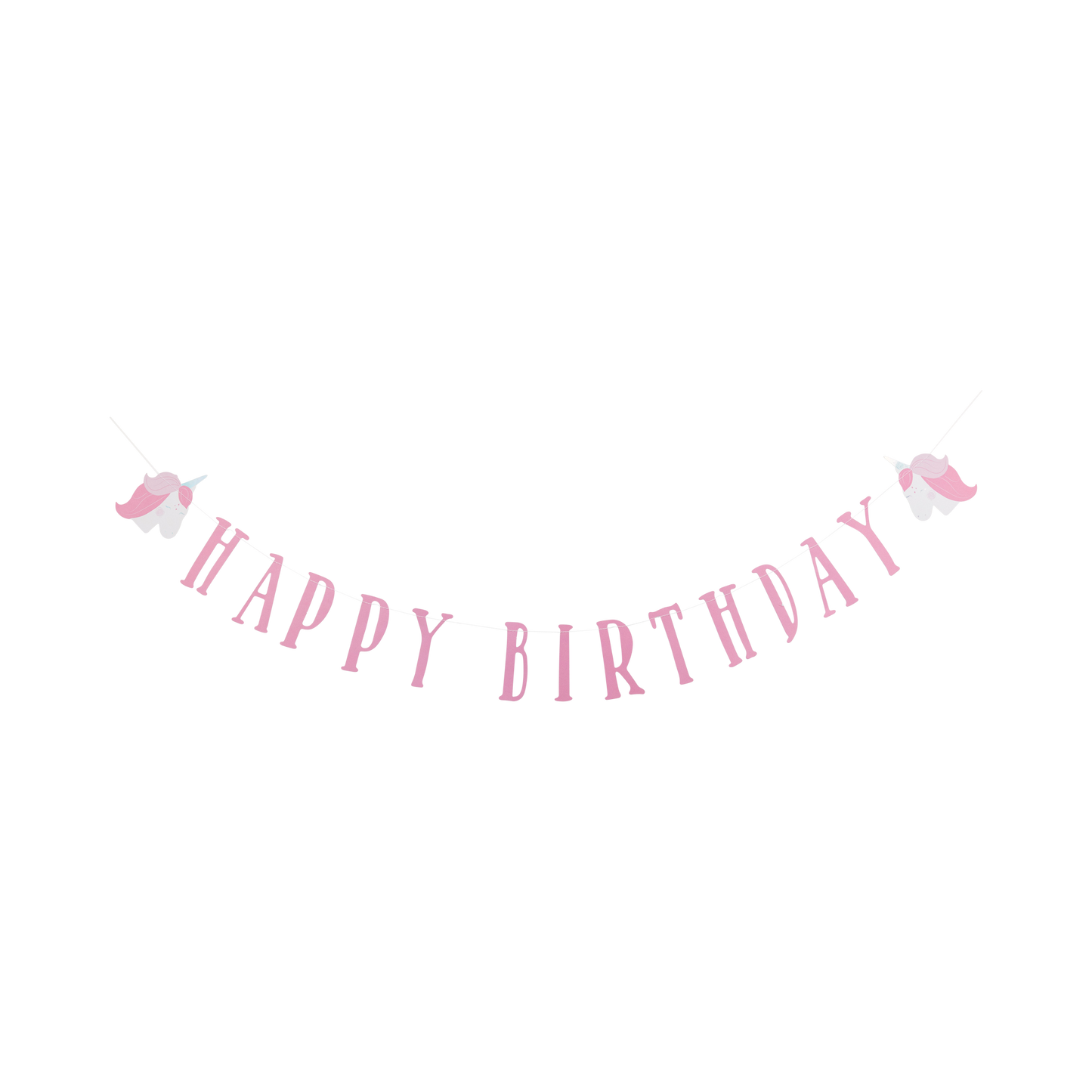 Pink Unicorn Happy Birthday Banner