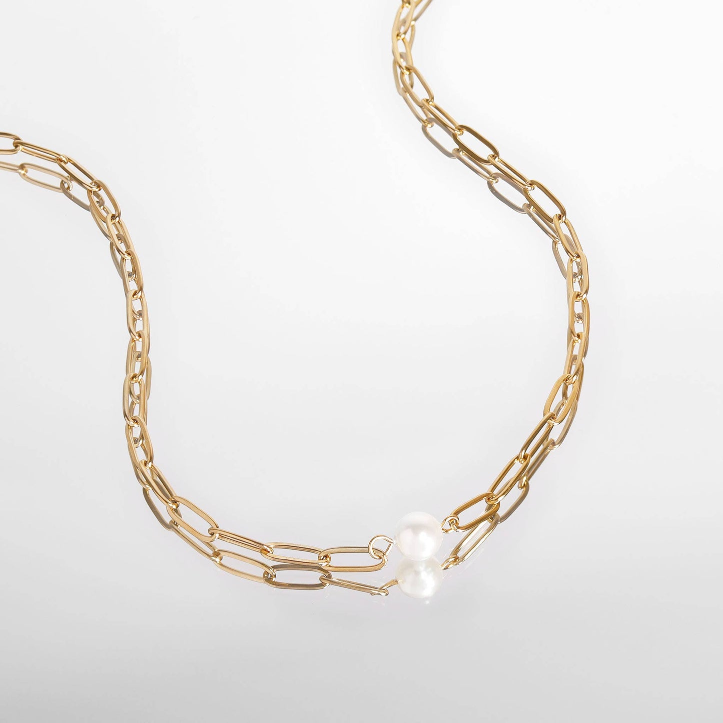 Paperclip Necklace With Pearl