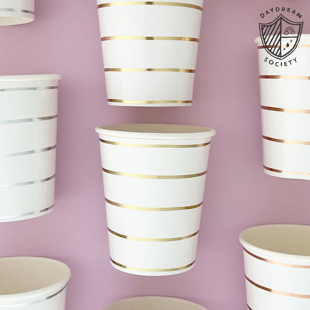 Frenchie Metallic Striped Cups | Gold