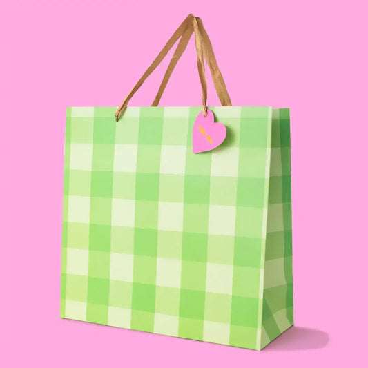 Green Gingham Gift Bag | Large