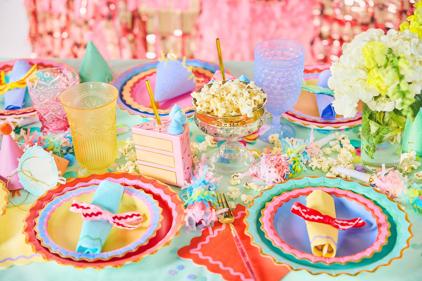 Rainbow Ric Rac Dinner Plates