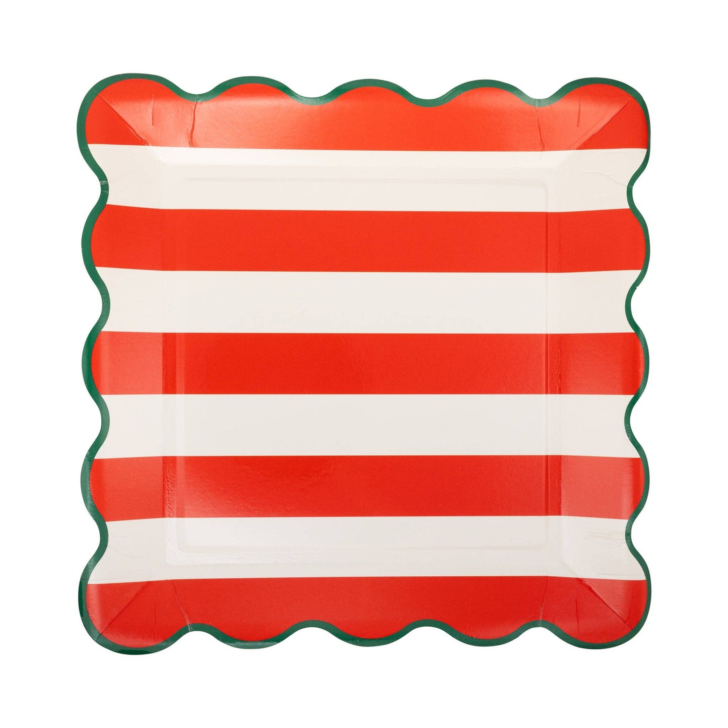 Red & Green Stripe Plate Set