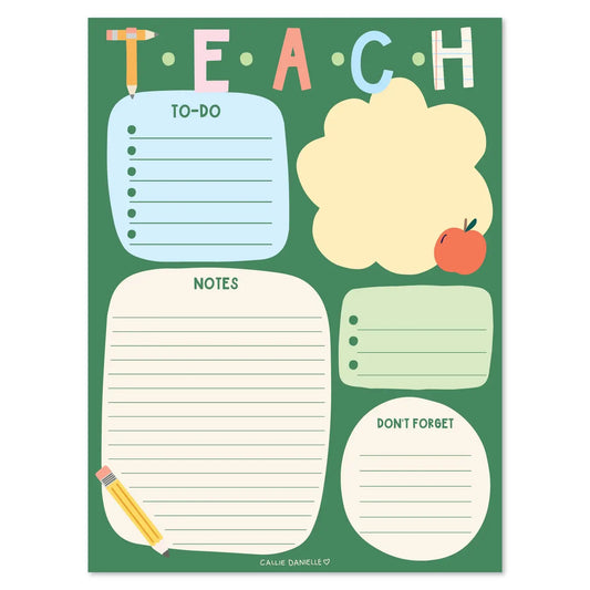 Teach School Themed Daily Planner Notepad