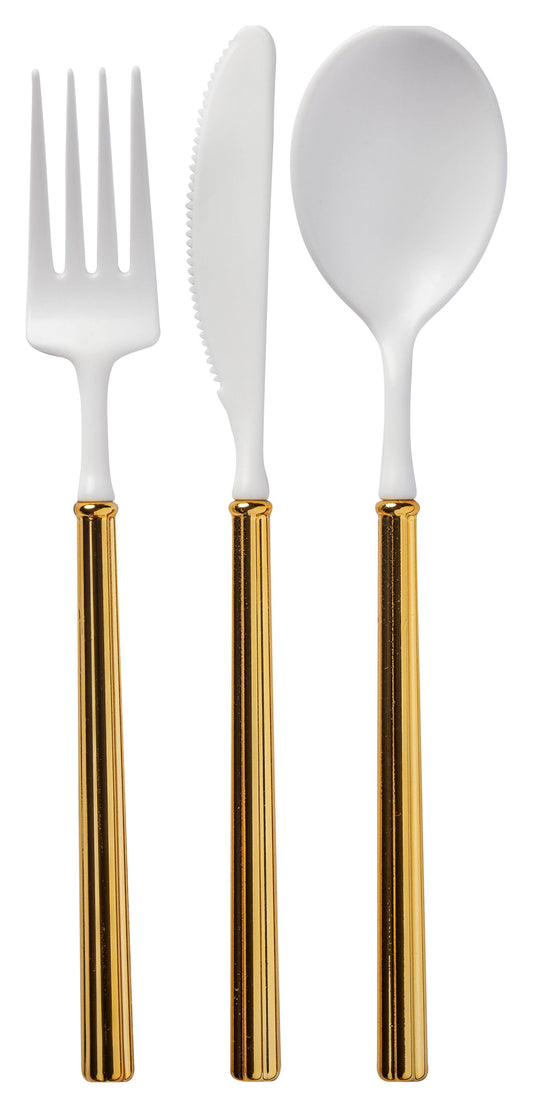 Villa Flatware White/Gold Handle S/24