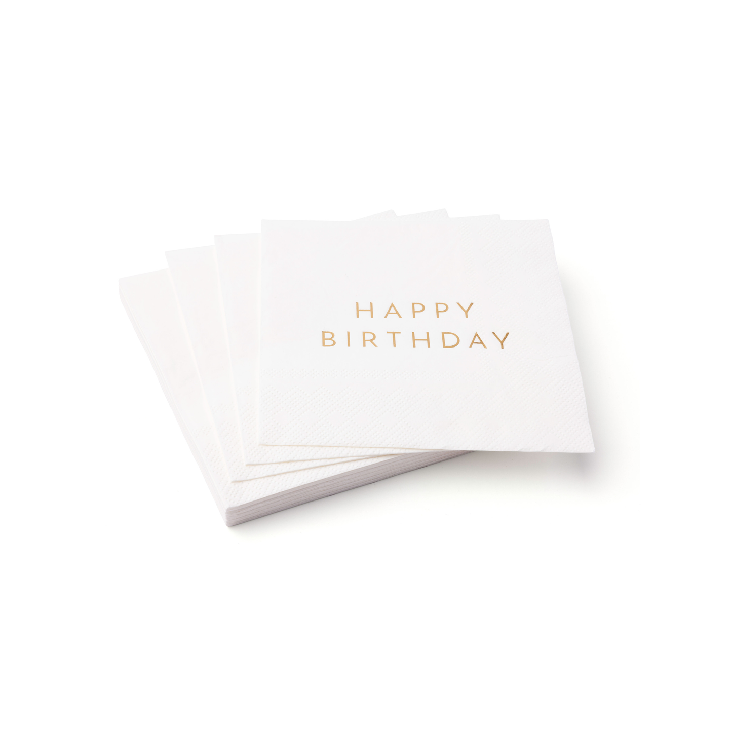 White & Gold Happy Birthday Napkins