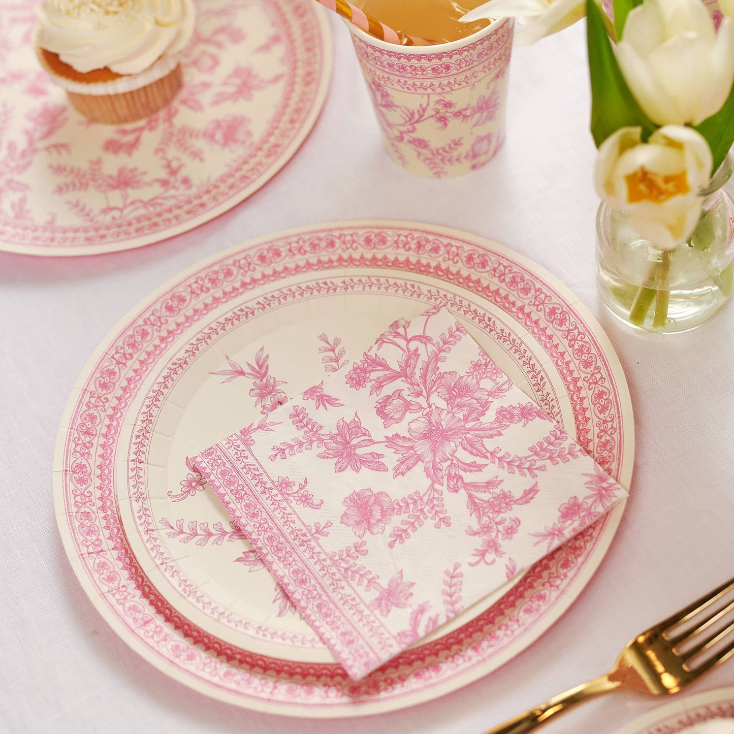 Pink Toile Cocktail Napkins