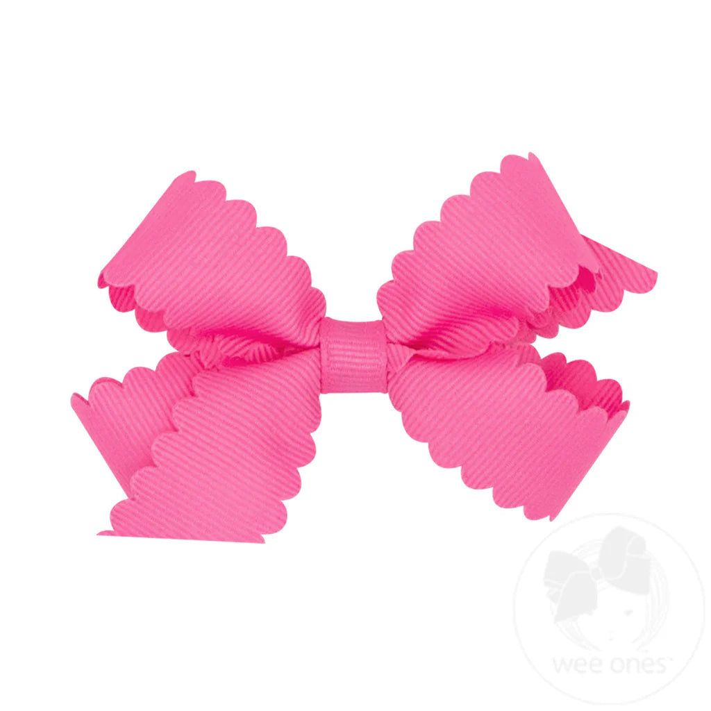 Mini Grosgrain Bow with Scalloped Edge