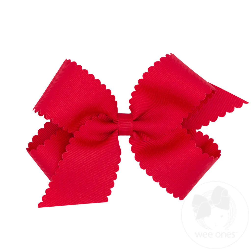 Medium Grosgrain Hair Bow with Scalloped Edge