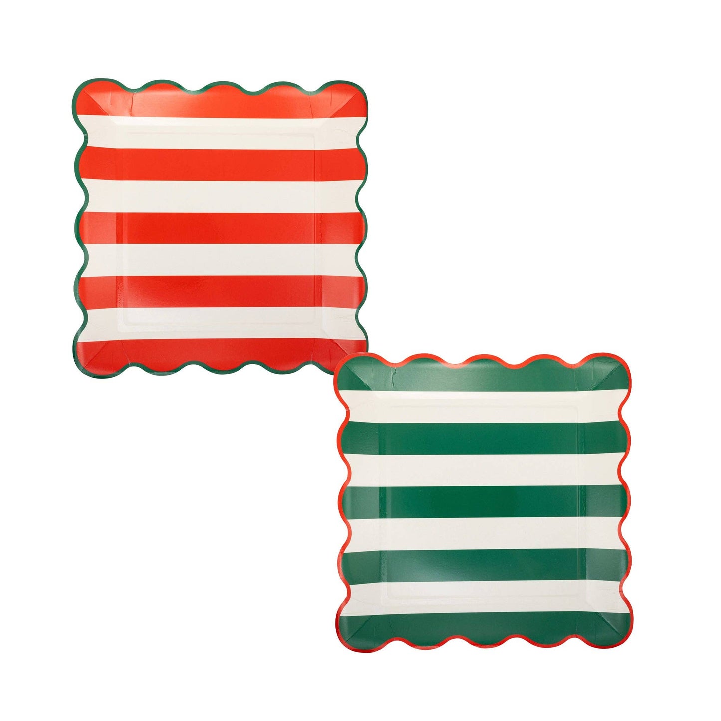 Red & Green Stripe Plate Set