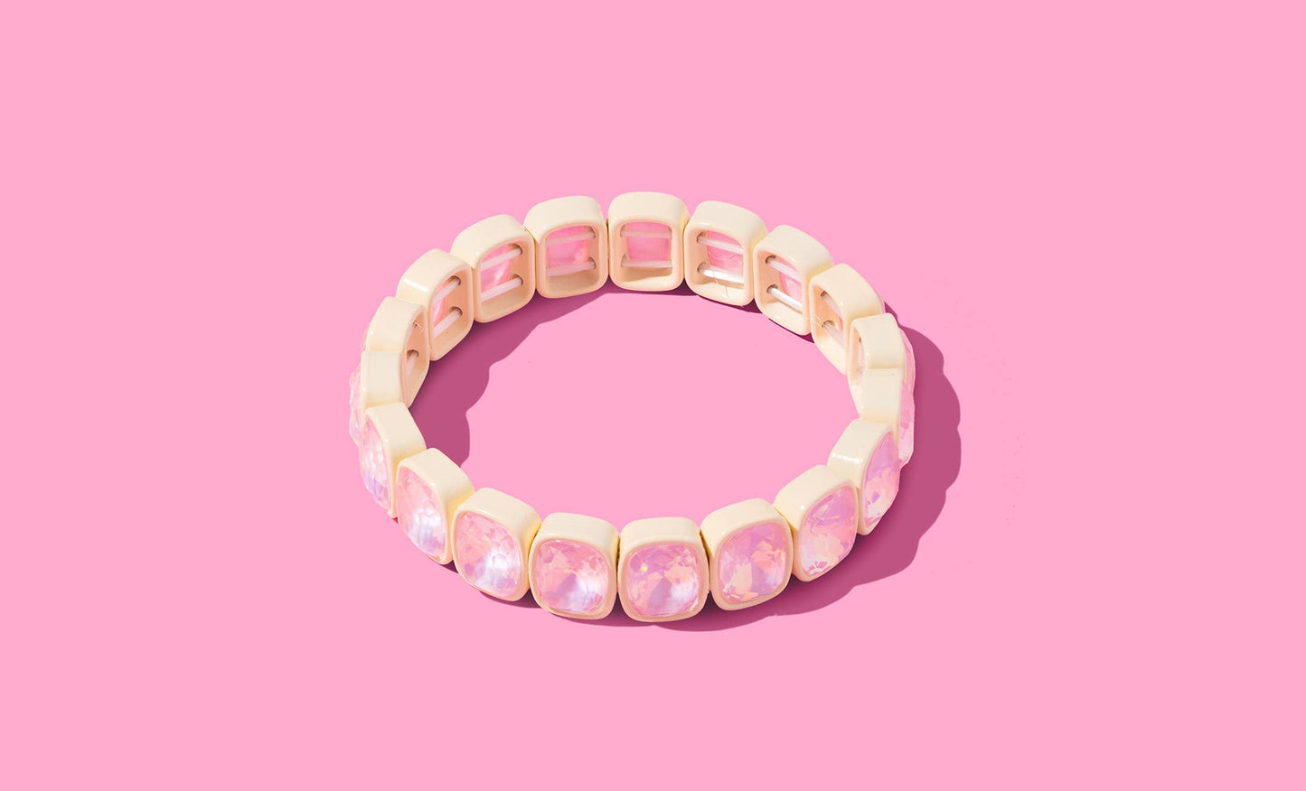 Layla Enamel Stretch Bracelet | White