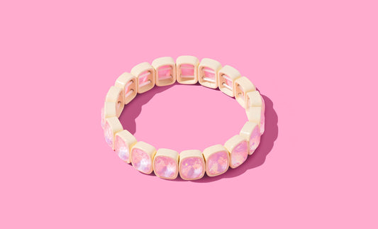 Layla Enamel Stretch Bracelet | White