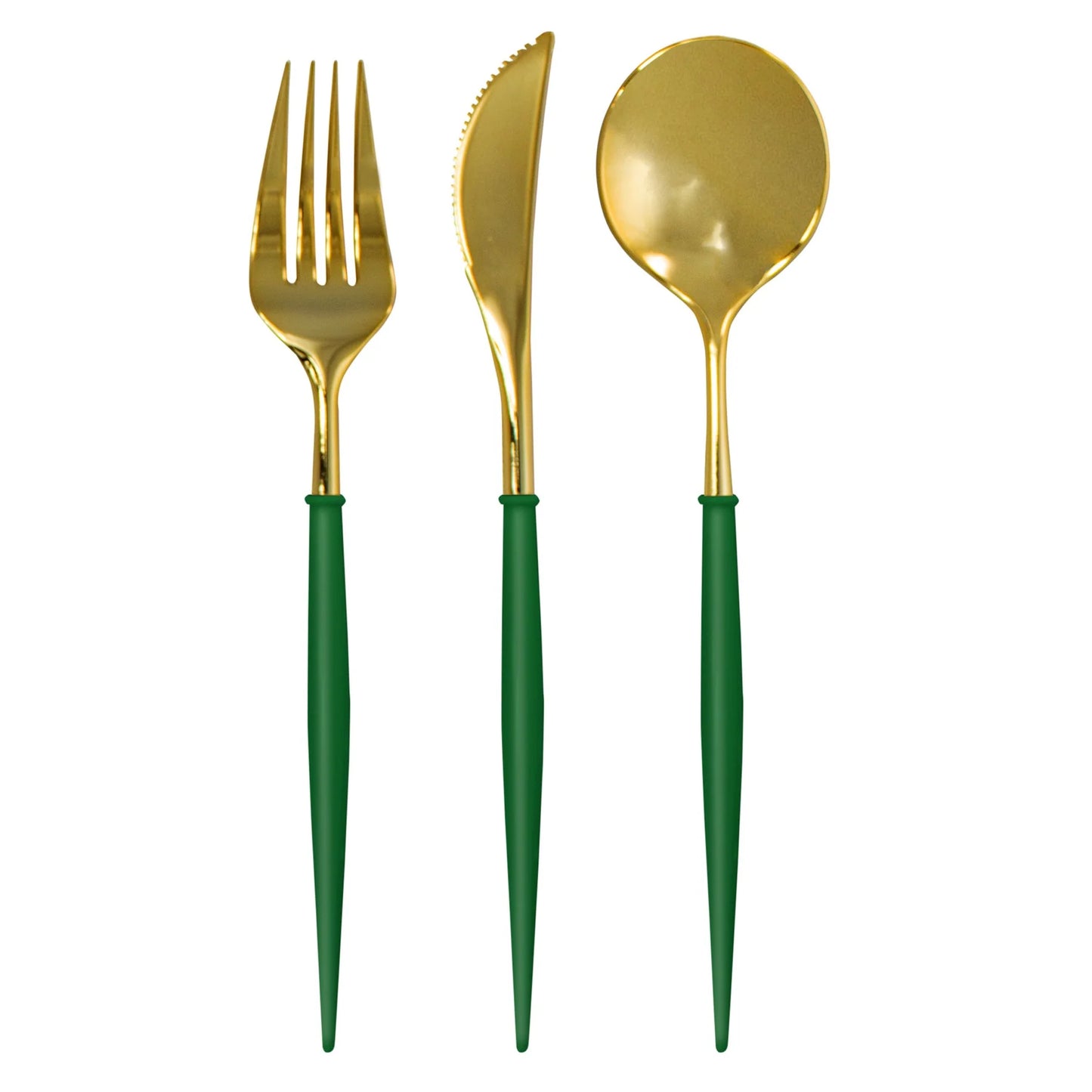 Bella Flatware Set | Gold/Emerald Handle-24pc