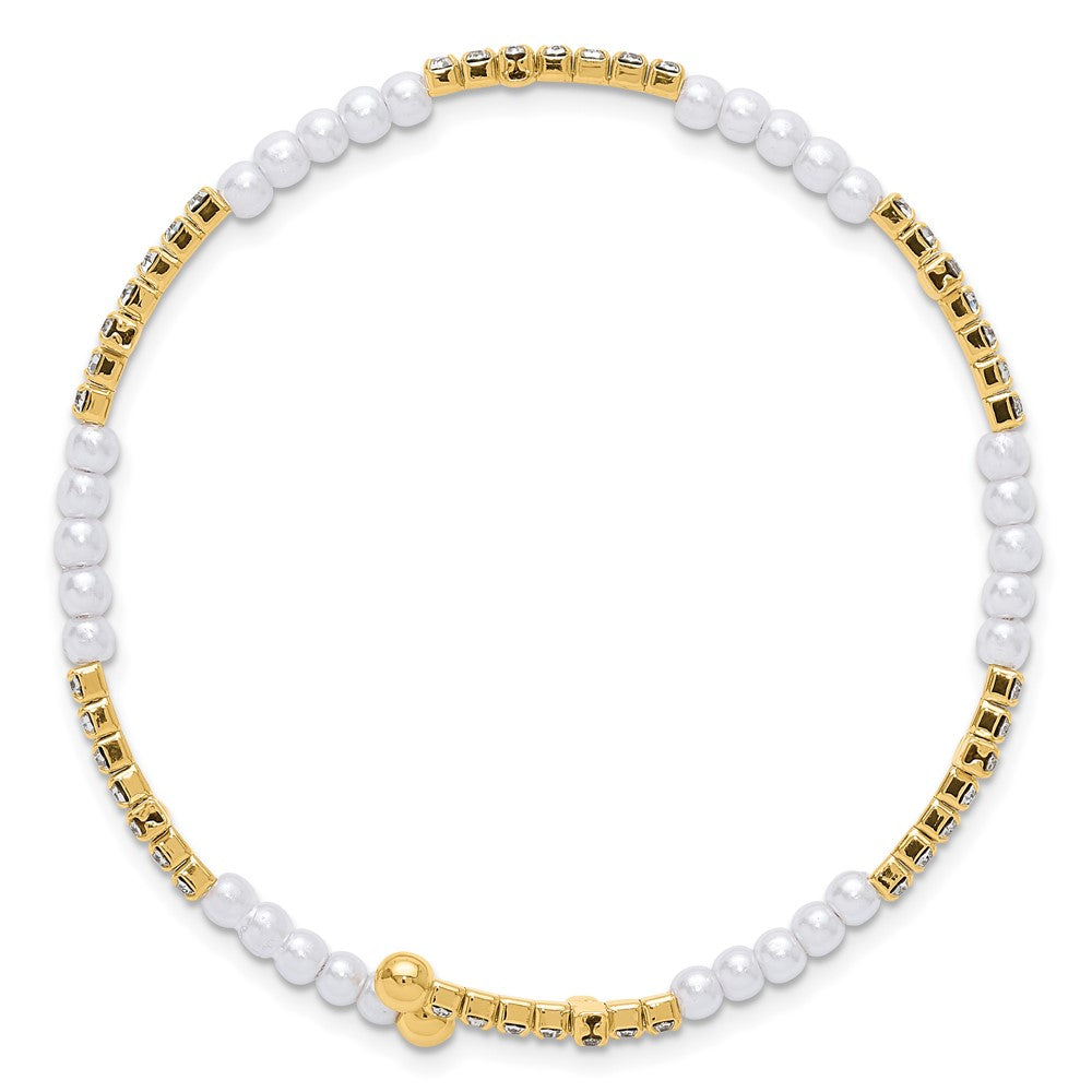 Pearl + Crystal Cross Bangle