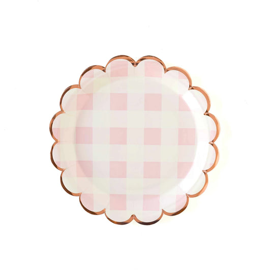 Pink Buffalo Plaid Scalloped Plates