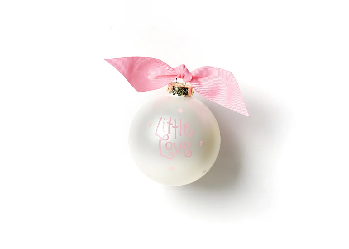 Little Love Pink Bow Glass Ornament