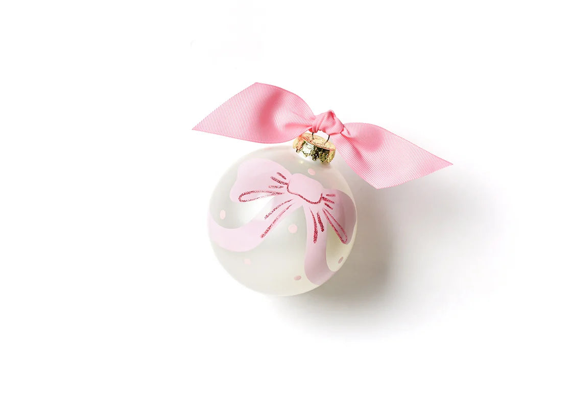 Little Love Pink Bow Glass Ornament