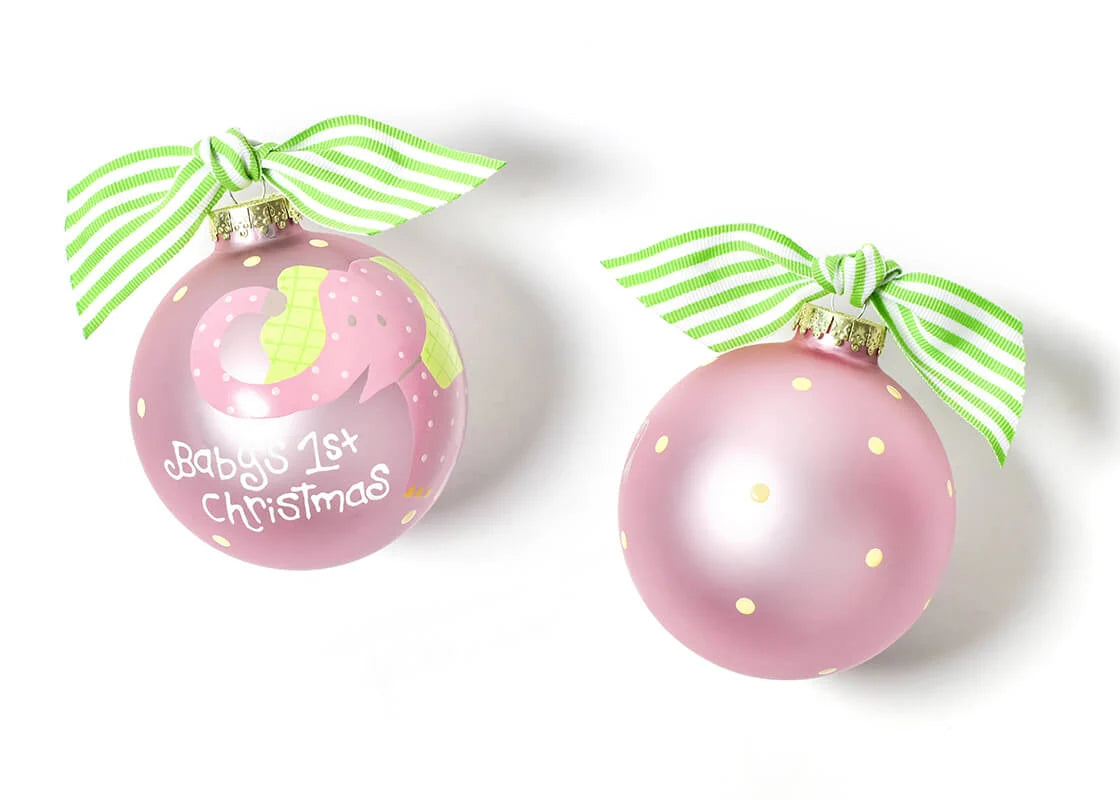 Baby's First Christmas Ornament | Pink Elephant