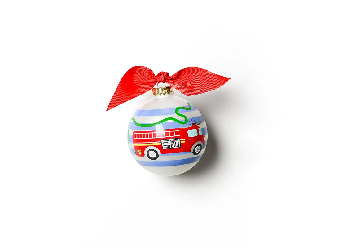 Firetruck Glass Ornament