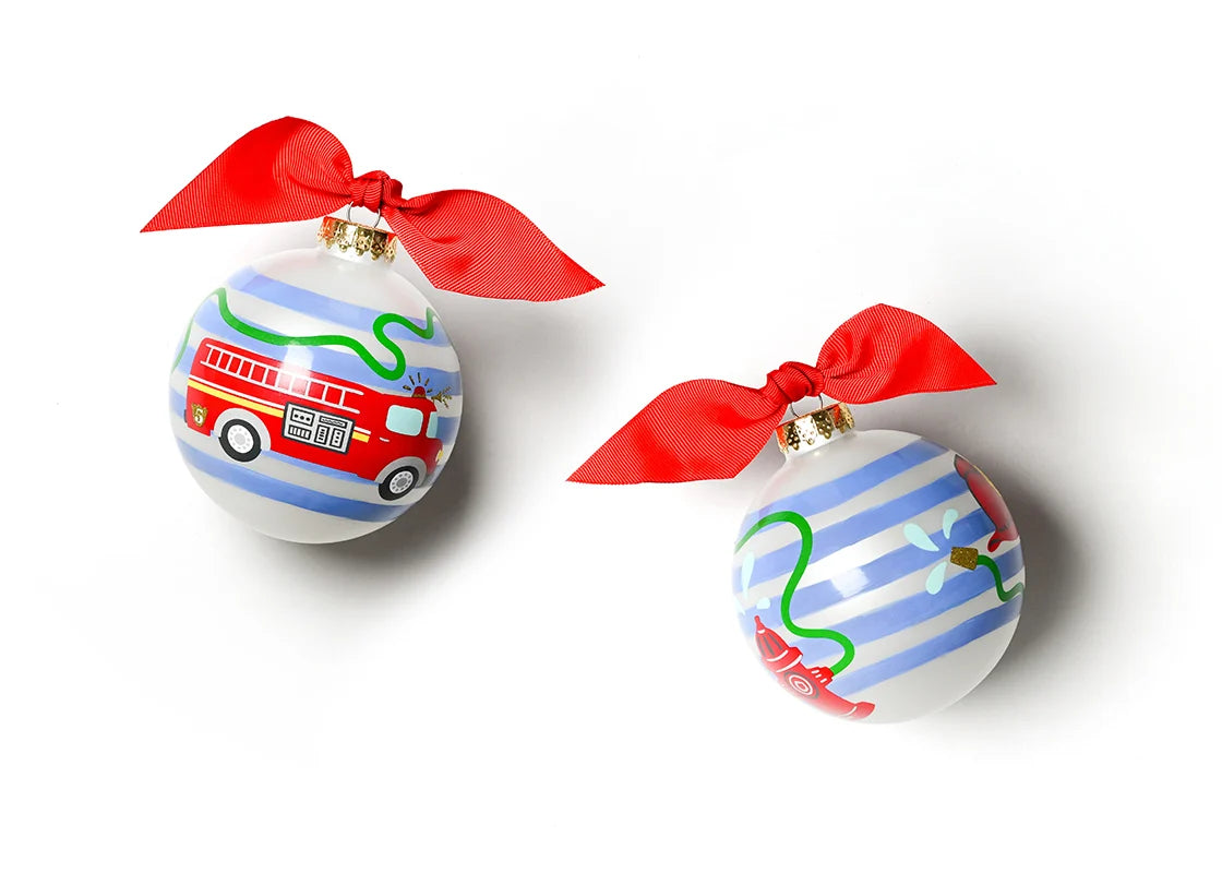 Firetruck Glass Ornament