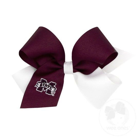 Medium Two-tone Collegiate Embroidered Grosgrain Hair Bow