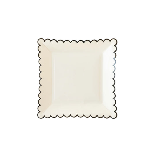 Ephemera White & Black Edge Scallop Plate