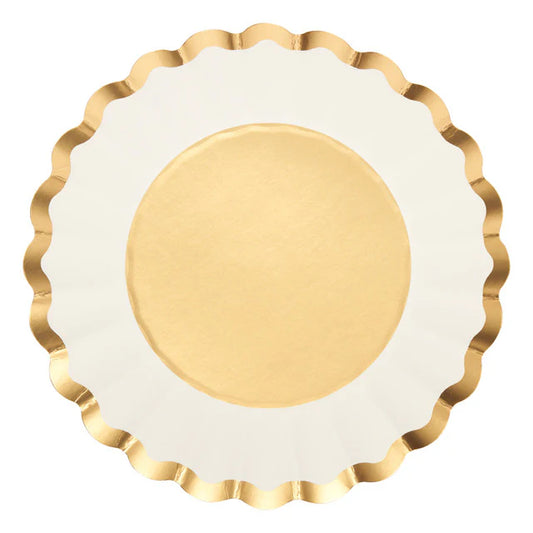 Scalloped Salad Plate | Gold & White