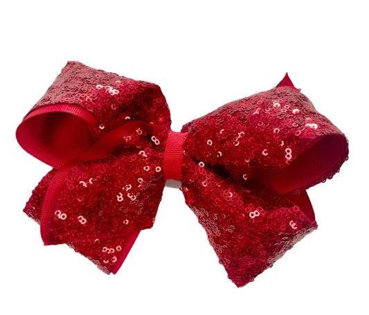 Medium Sequin Grosgrain Overlay Hair Bow