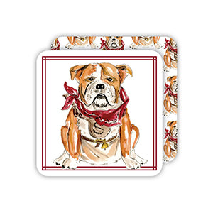 Handpainted Maroon & Gray Bulldog Square Coaster