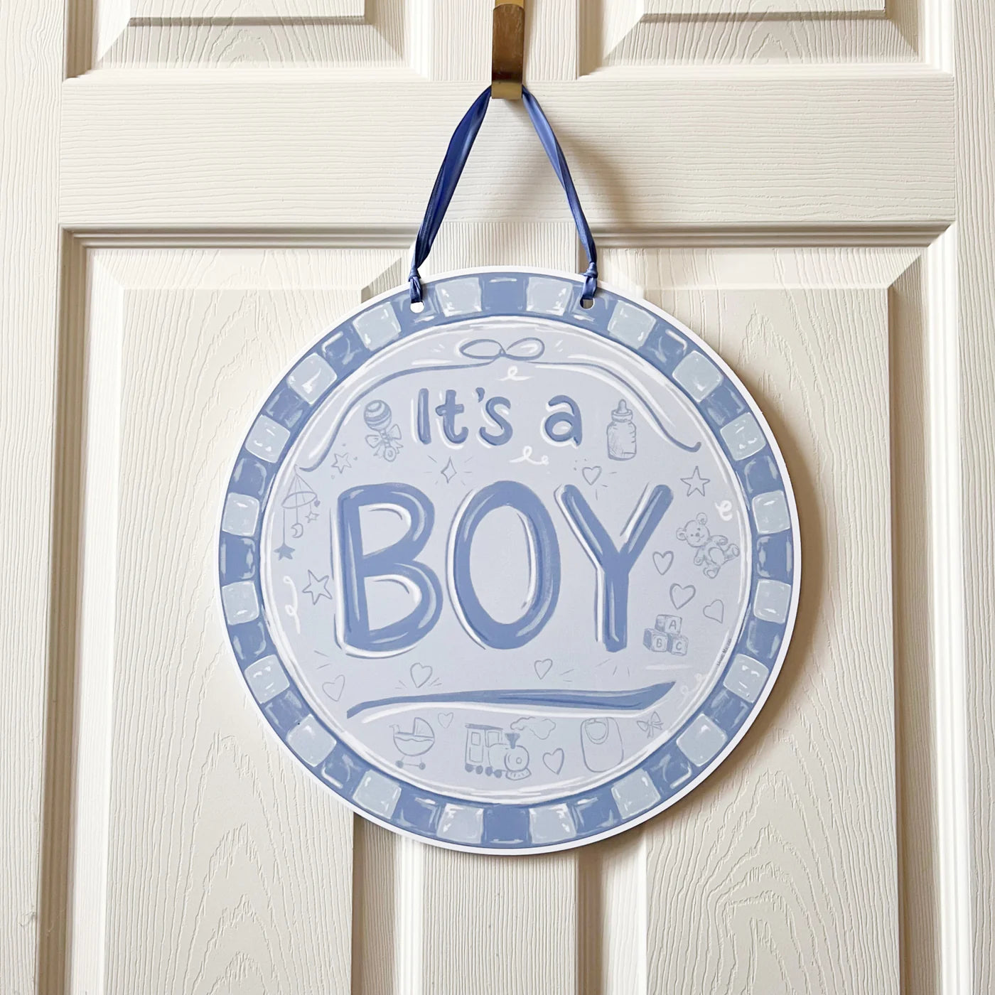 It's A Boy Round Door Hanger