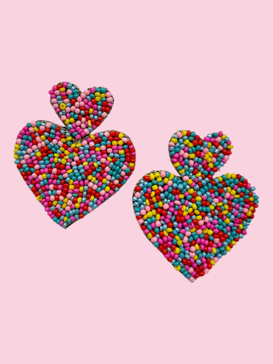 Beaded Earrings | Confetti Heart
