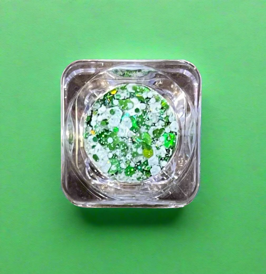 Green & White Glitter Gel
