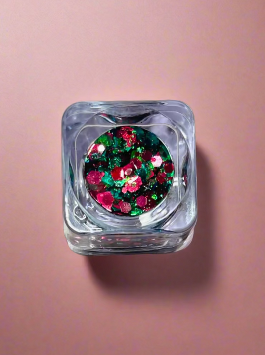 Red & Olive Glitter Gel