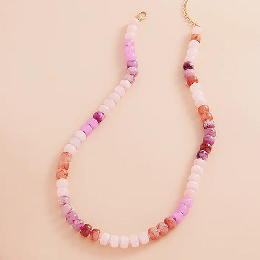 Marble Resin Beaded Necklace | Pink