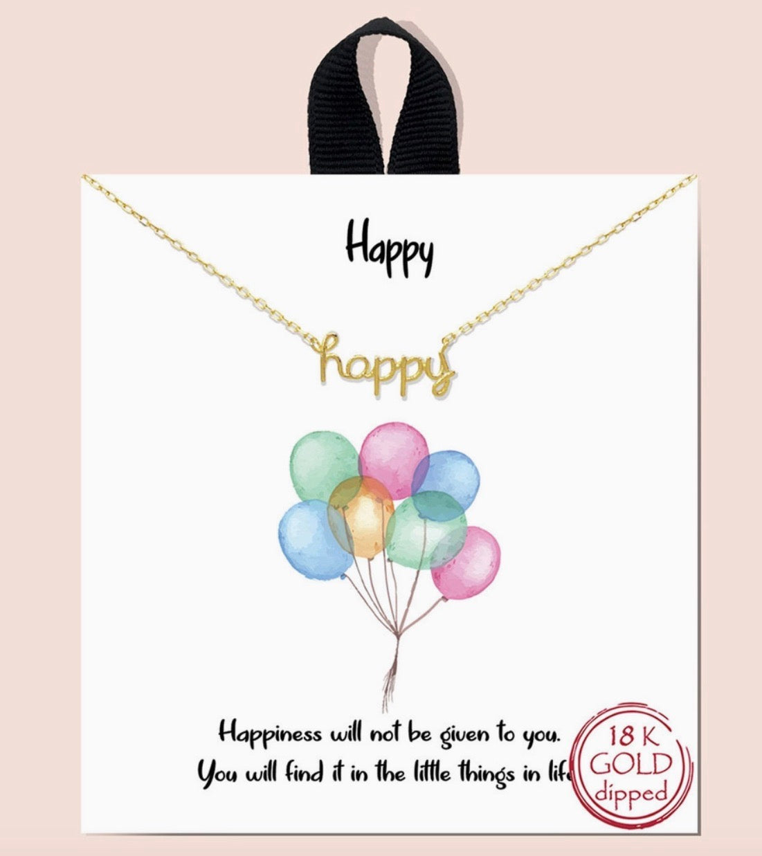 Happy Script Necklace