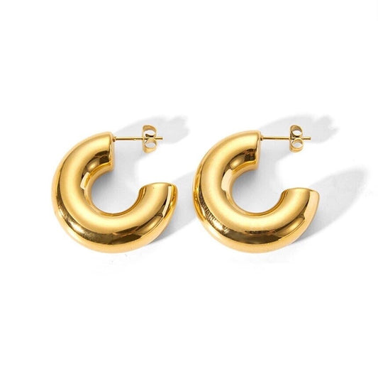 Small Chunky Hoop Earrings | Gold