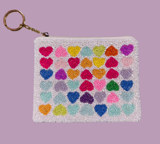 Beaded Coin Purse | Multi Heart