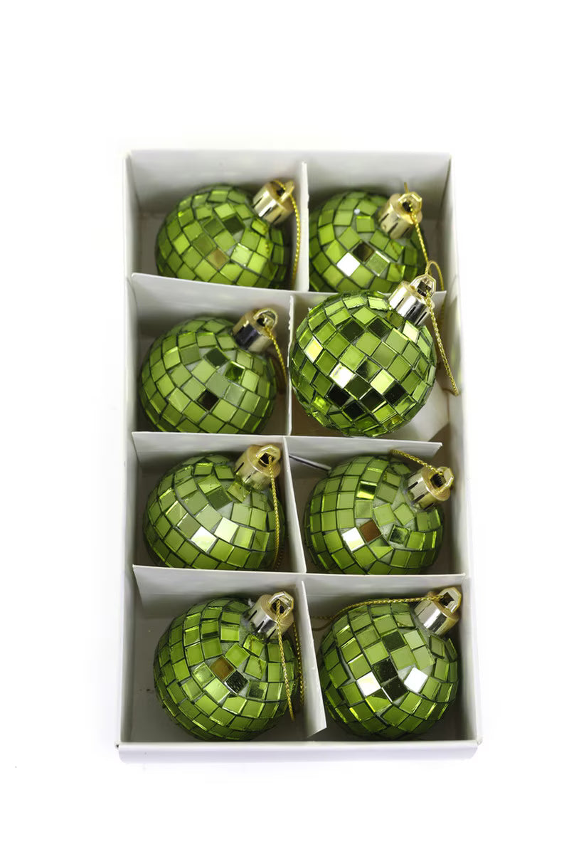 Tiny Disco Ball Ornament | Chartreuse | Set of 8