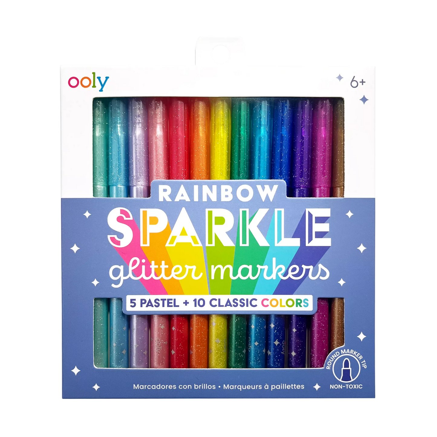 Rainbow Sparkle Glitter Markers | Set of 15