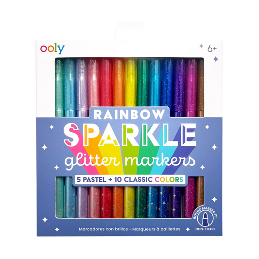 Rainbow Sparkle Glitter Markers | Set of 15