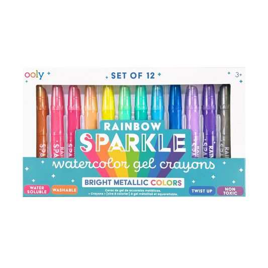 Rainbow Sparkle Metallic Watercolor Gel Crayons | Set of 12