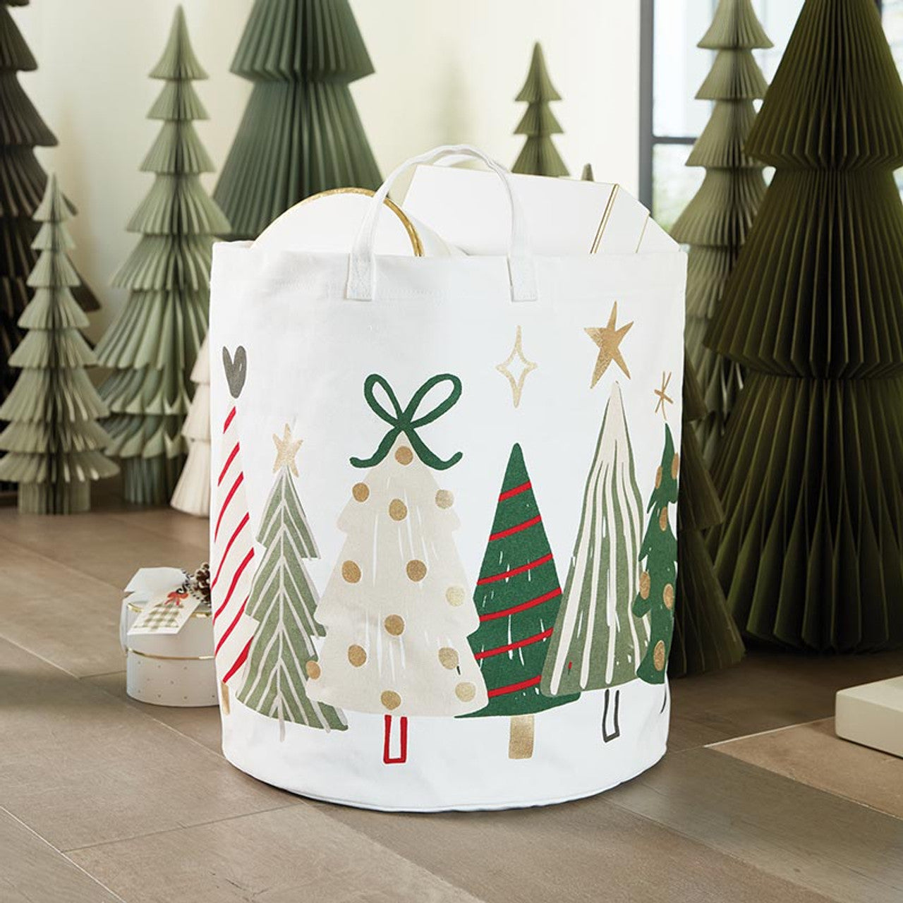 Large Canvas Storage Tote Trees