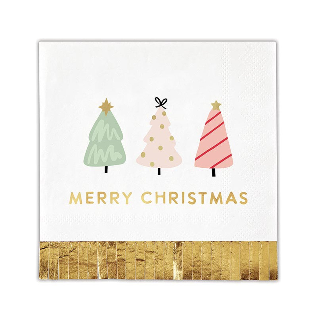 Foil Fringe Napkin | Merry Christmas Tree's