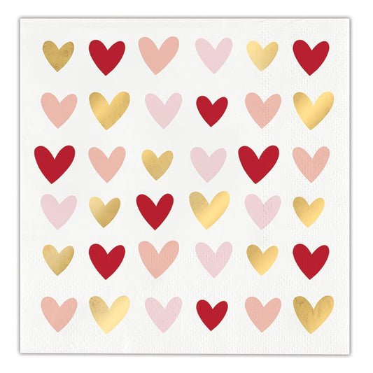 Foil Beverage Napkin | Hearts